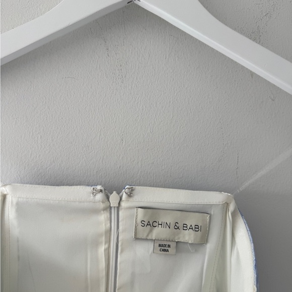 SACHIN & BABI Isabeau Floral Strapless Blue Gown 2 - Picture 8 of 9